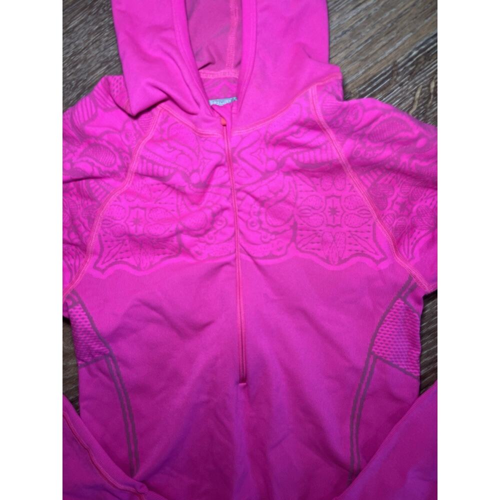 Athleta Floral Jacquard Half Zip Hoodie Pink Athletic Top Women Medium - Picture 2 of 10